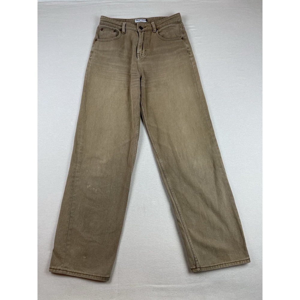Motel Denim Jeans Women's Size Small (30x30) Tan Beige Pants Straight Fit